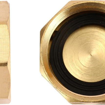 4 Pack Garden Hose End Caps with Washers, Brass Spigot Cap, 3/4" Female End Cap.