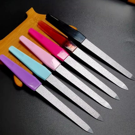 6PCS Metal Nail File, Upgraded Nail File and Cuticle Remover Cutter, Diamond Finger Nail Filers for Women Sapphire Grit.