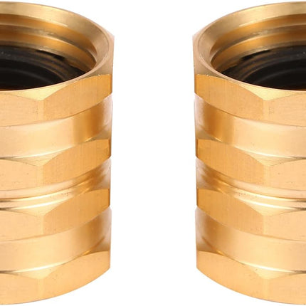 2 Pack Garden Hose Adapter,Brass Hose to Hose Swivel, 3/4-Inch Hose Connector with 4 Extra Washers(Female to Female), Double Female.