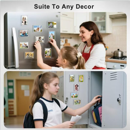 Magnetic Picture Frames for Refrigerator, 2.36 x 3.54 Inch Mini Fridge Magnetic Photo Frame, Double Sided Magnet Acrylic Picture Frame for Fridge/Locker (6Pack).