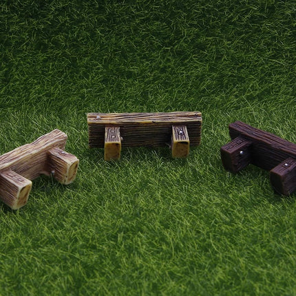 3Pcs Mini Resin Bench Miniature Fairy Garden Bench Dollhouse Accessories Statue DIY Decor Gift.