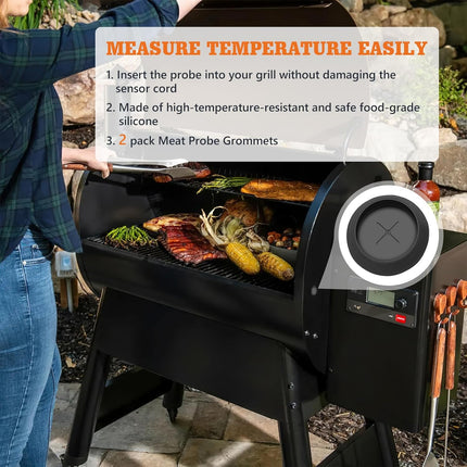 2 Pack Replacment Rubber Meat Probe Grommet Fit for Traeger Wood Pellet Grills, Probe Gaskets Compatible with 20, 22, 34, Ironwood, PRO, Timberline Series, Smoker Accessories.