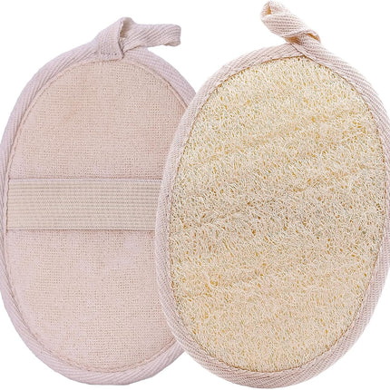 Natural Loofah Exfoliating Body Scrubber - 2 Pcs Bath Shower Exfoliator Sponge Pads for Women Egyption Loofah for Hand, Face and Body (7.1 * 5.1 in)..