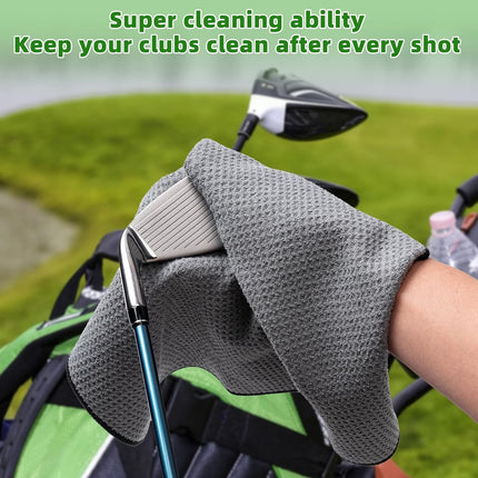 3 Pack Golf Towels(16" X 16") with Carabiner Clip,Microfiber Fabric Waffle Pattern Towels for Golf Bags,Tri-Fold Portable Towels for Men Women,Blue/Black/Gray.
