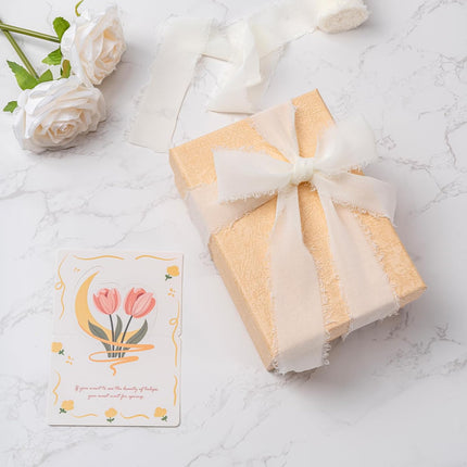 Ivory Handmade Chiffon Ribbon,1.5Inch x 3 Rolls Total 24 Yards Ivory Fringe Chiffon Silk Ribbon,for Wrapping Wedding Invitations,Bridal Bouquets,DIY Crafts,Home Decor and More.