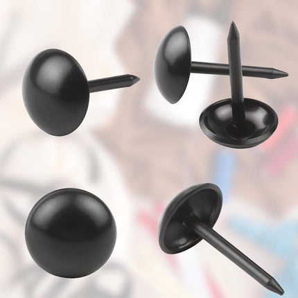 100Pcs Upholstery Tacks Black - 7x13mm Furniture Thumb Tacks - Metal Thumb Tack Round Head Pins Decorative Upholstery Nails for Cork Board DIY Projects Home Decor Upholstered Sofa Decorative Nails.