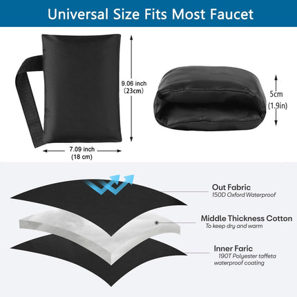 Outdoor Faucet Cover,Garden Faucet Socks for Winter Freeze Protection,7.09" W x 9.06" L, Waterproof Insulated Tap Cover, Water Sprinkler Valve Insulation Wrap and Hose Spigot Cover 2Pcs.