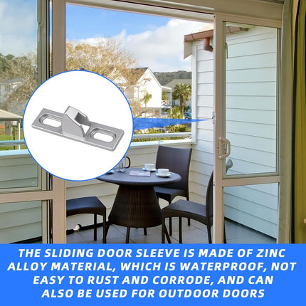 2-Pack Sliding Door Keeper - Chrome Plated Sliding Glass Lock with mounting Screws Slide Sliding Door Lock Latch Hardware Replacement for Various Sliding Patio Door.