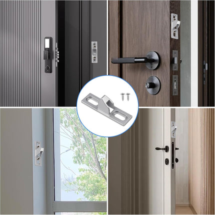 2-Pack Sliding Door Keeper - Chrome Plated Sliding Glass Lock with mounting Screws Slide Sliding Door Lock Latch Hardware Replacement for Various Sliding Patio Door.