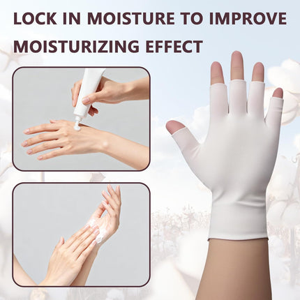 3 Pairs White Cotton Gloves - Fingerless Moisturizing Gloves - Eczema White Gloves for Dry Hands - Soft Sleep Glove for Eczema and Moisturizing Overnight - One Size Fits Most.
