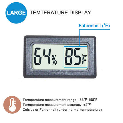 Reptile Thermometer Hygrometer Meter Indoor Temperature Gauge Fahrenheit ℉ Mini Digital Humidity for Outdoor Office Humidors Jars Incubators Guitar Case (1).