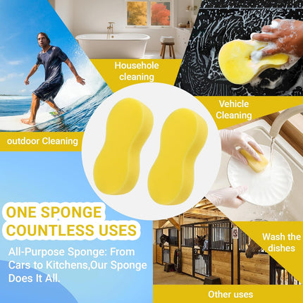 3-Pack Car Wash Sponges, 8.7" x 4.3" Large Sponges - Extra Thick Foam Cleaning Sponge for All-Purpose Cleaning, Ideal Washing Sponges for Kitchen, Bathroom, Household.