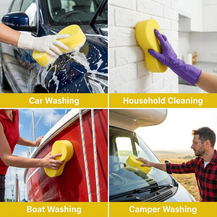 3-Pack Car Wash Sponges, 8.7" x 4.3" Large Sponges - Extra Thick Foam Cleaning Sponge for All-Purpose Cleaning, Ideal Washing Sponges for Kitchen, Bathroom, Household.