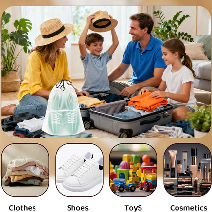 10-Pack Shoe Bags for Travel - 15.7" x 11.8" Large Clear Drawstring Shoe Bags for Packing, Storage - Waterproof，Durable & Reusable Sneaker Shoe Storage Bag - Travel Essentials for Women Men.