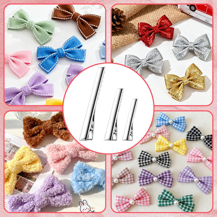 30-Pack Alligator Hair Clips - 3 Sizes (3" 2.2" 1.8") Large Metal Silver Hair Clips for Bow Making, Crafts, Salon Styling - Strong Hold Single Prong Hair Grip for Women & Girls Hairdresser.
