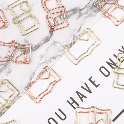 40-Pack Book-Shaped Paper Clips - Rose Gold & Gold Decorative Planner Clips Paperclips (1.18") for Office, School, Wedding, Journals - Cute Bookmark Clips for Gifts & Stationery Supplies.