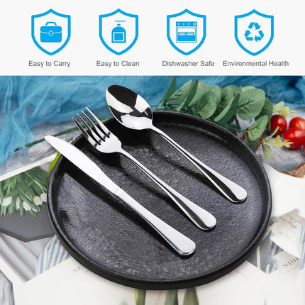 Travel Utensils With Case, Stainless Steel Reusable Portable Utensils Set With Case,  Travel Silverware Set.
