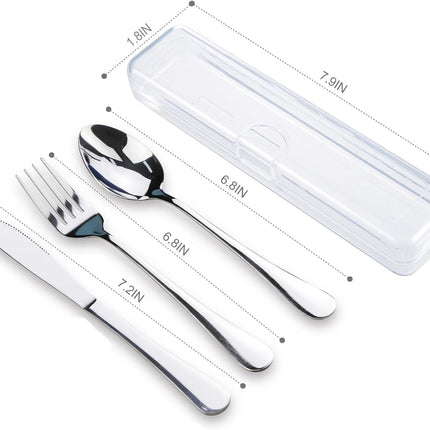 Travel Utensils With Case, Stainless Steel Reusable Portable Utensils Set With Case,  Travel Silverware Set.