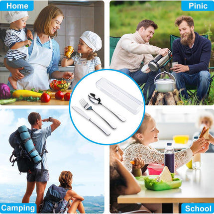 Travel Utensils With Case, Stainless Steel Reusable Portable Utensils Set With Case,  Travel Silverware Set.