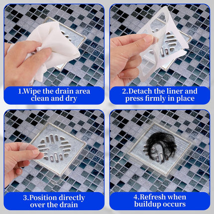 100PCS Disposable Shower Drain Hair Catcher - 4 Inch Hair Catcher Shower Drain - Drain Cover Mesh Stickers for Human & Pet Hair - Bathtub, Bathroom, Kitchen Sink, Laundry Floor Drain Filters Grey.