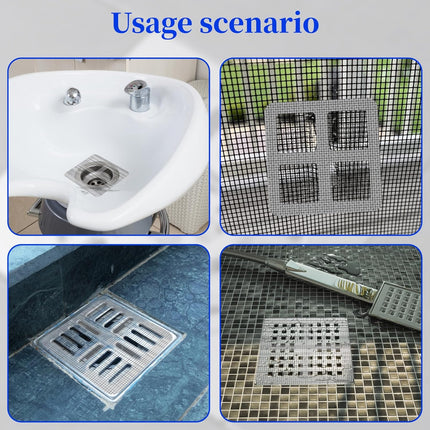 100PCS Disposable Shower Drain Hair Catcher - 4 Inch Hair Catcher Shower Drain - Drain Cover Mesh Stickers for Human & Pet Hair - Bathtub, Bathroom, Kitchen Sink, Laundry Floor Drain Filters Grey.