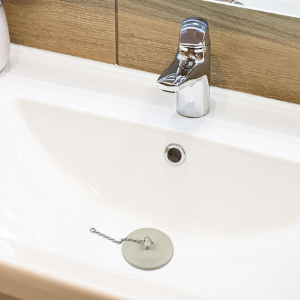 2 Packs Rubber Bathtub Stoppers - Bath Tub Stopper Drain Plug with 15" Stainless Steel Beaded Chain - Bathroom Bathtub Plug Fit for 1.5" to 2" Kitchen Sink, Bathroom Bath tub, Drain Stopper, White.