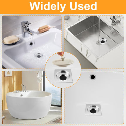 2 Packs Rubber Bathtub Stoppers - Bath Tub Stopper Drain Plug with 15" Stainless Steel Beaded Chain - Bathroom Bathtub Plug Fit for 1.5" to 2" Kitchen Sink, Bathroom Bath tub, Drain Stopper, White.