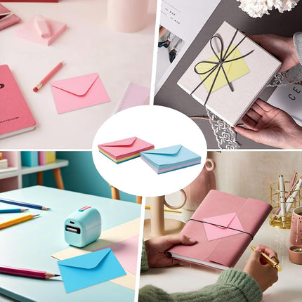 50 Pack Gift Card Envelopes, 4" x 2.75" Mini Envelopes, Multicolor Kraft Business Card Envelopes, Small Envelopes for Holidays, Weddings, Baby Showers, Birthdays Banquets.