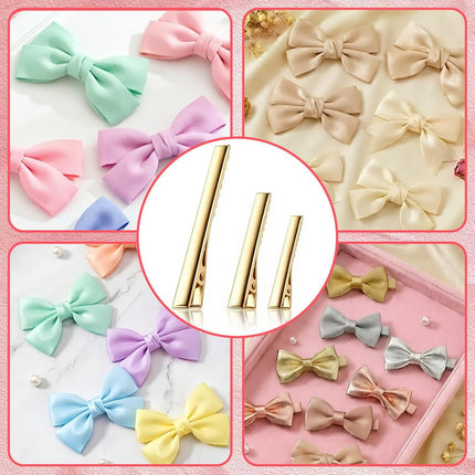 30-Pack Alligator Hair Clips - 3 Sizes (3" 2.2" 1.8") Large Metal Golden Hair Clips for Bow Making, Crafts, Salon Styling - Strong Hold Single Prong Hair Grip for Women & Girls Hairdresser.