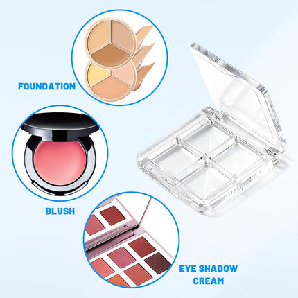 4-Pack Empty Lipstick Palette - 4 Grid Clear Empty Makeup Palette Cases - Highlighters Sample DIY Eyeshadow Powder Blush Lipstick Boxes - Travel Eye Shadow Dispensing Storage Container.