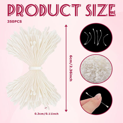 350Pcs 3mm White Matte Double Heads Flower Stamen Pistil for Flower Making Scrapbook Decoration Handmade Artificial Flower Pistil Matt-Like Floral Stamens for DIY Card Making Decor.