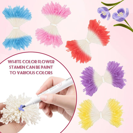 350Pcs 3mm White Matte Double Heads Flower Stamen Pistil for Flower Making Scrapbook Decoration Handmade Artificial Flower Pistil Matt-Like Floral Stamens for DIY Card Making Decor.