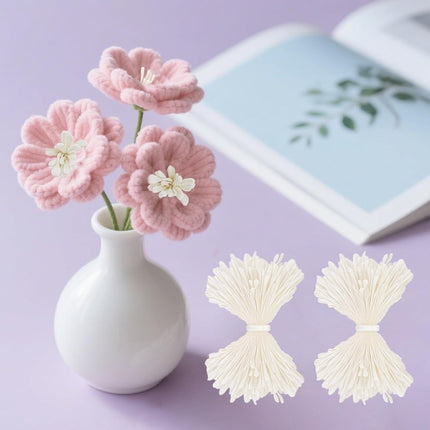 350Pcs 3mm White Matte Double Heads Flower Stamen Pistil for Flower Making Scrapbook Decoration Handmade Artificial Flower Pistil Matt-Like Floral Stamens for DIY Card Making Decor.