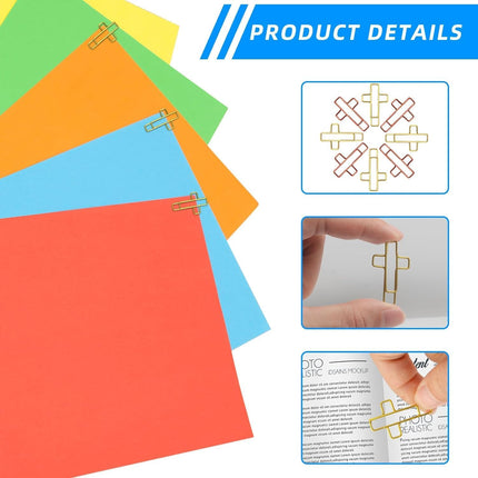 Cross Paper Clips - 20 Pack (Gold & Rose Gold) Bible & Journal Clips - Journaling Bookmarks Paperclips for Office School Home Use - Also Perfect for Bible Study and Christian Journaling Supplies.