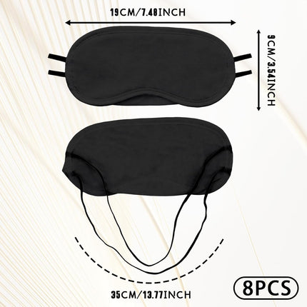 8-Pack Blindfold Sleep Mask for Party Games Travel Sleep Team Build Party Supply - Eye Covers for Sleeping with Adjustable Strap - Sleeping Masks for Women Men, Black.
