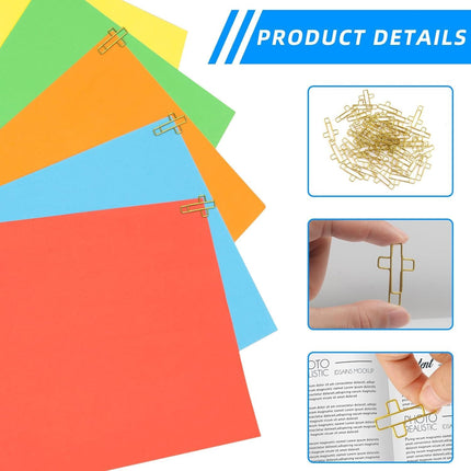 Cross Paper Clips Gold - 50 Pack Versatile Bible Study Supplies - Christian Bible Paper Clips Clamps, Also Great as Journaling Paper Clips and Bookmarks Paperclips for Office School Home Use.