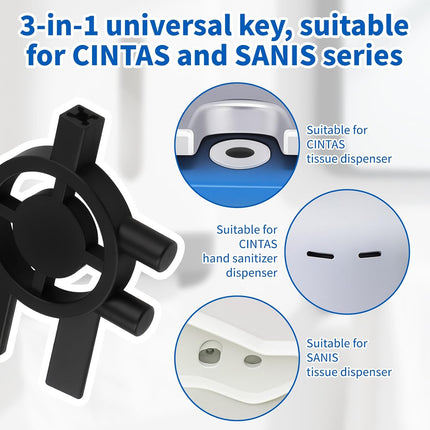 8pcs Dispenser Key Replacement for Cintas Sanis, 3-in-1 Toilet Paper Towel Holder Key Soap Dispensing for Home Office School Maintenance Commercial Business.