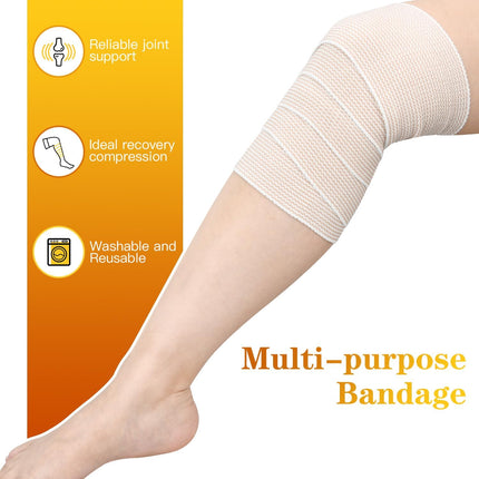 2 Pack 4" Premium Elastic Bandage Wrap, Reusable Hook and Loop Compression Wrap Bandage for Knees, Ankles, Wrists, Legs, Body.