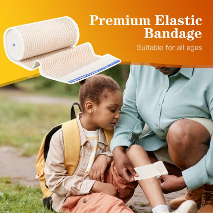 2 Pack 4" Premium Elastic Bandage Wrap, Reusable Hook and Loop Compression Wrap Bandage for Knees, Ankles, Wrists, Legs, Body.