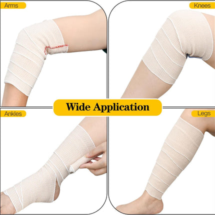 2 Pack 4" Premium Elastic Bandage Wrap, Reusable Hook and Loop Compression Wrap Bandage for Knees, Ankles, Wrists, Legs, Body.