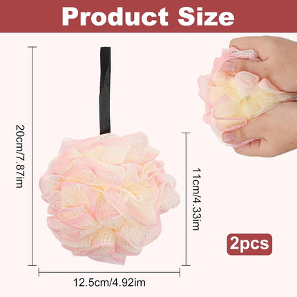 2 Pack Loofah Sponge Shower Loofahs - 2 Colors Bath Sponges Mesh Balls for Body Scrubber - Exfoliator Wash Back Scrubber Bathroom Men Women - Scrubbers Cleaning Bathing Accessories.