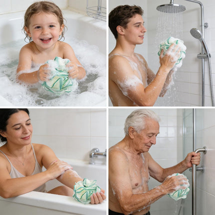 2 Pack Loofah Sponge Shower Loofahs - 2 Colors Bath Sponges Mesh Balls for Body Scrubber - Exfoliator Wash Back Scrubber Bathroom Men Women - Scrubbers Cleaning Bathing Accessories.