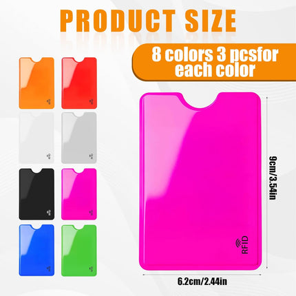 24-Pack Travel RFID Blocking Sleeves - 2.48'' x 3.58'' Multicolor Identity Theft Protection Secure Cred Card Protecor Holders - Waterproof aluminum Foil Slim Design easily into your Wallet.