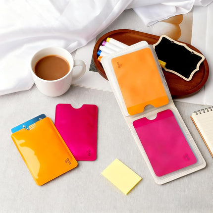 24-Pack Travel RFID Blocking Sleeves - 2.48'' x 3.58'' Multicolor Identity Theft Protection Secure Cred Card Protecor Holders - Waterproof aluminum Foil Slim Design easily into your Wallet.