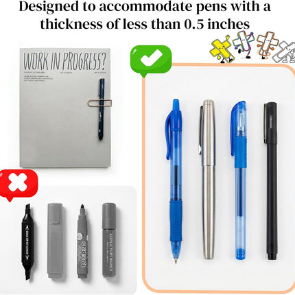 Paperclip Pen Holder, Metal Pen Holder for Notebook - 8 Pcs Cross Shaped Pen Clips Planner Accessories Office Supplies (Only for Pens with a Thickness of Less Than 0.5 Inches).