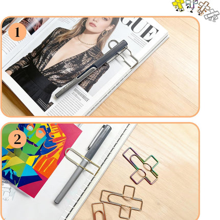 Paperclip Pen Holder, Metal Pen Holder for Notebook - 8 Pcs Cross Shaped Pen Clips Planner Accessories Office Supplies (Only for Pens with a Thickness of Less Than 0.5 Inches).