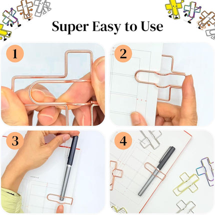 Paperclip Pen Holder, Metal Pen Holder for Notebook - 8 Pcs Cross Shaped Pen Clips Planner Accessories Office Supplies (Only for Pens with a Thickness of Less Than 0.5 Inches).