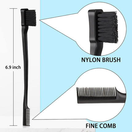 3 Pcs Slick Back Hair Brush Set Bristle Brush Edge Control Teasing Comb for Women Black Hair(Black).