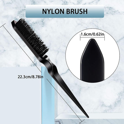 3 Pcs Slick Back Hair Brush Set Bristle Brush Edge Control Teasing Comb for Women Black Hair(Black).