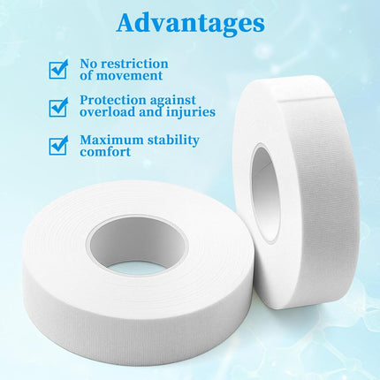 2-Roll Finger Tape - 0.6In x 32ft White Extra Strong Athletic Tape for Fingers, Hands,Feet,Toes - Sweat Resistant Protective Finger Tapes for Sports Climbing Football Volleyball & Basketball.